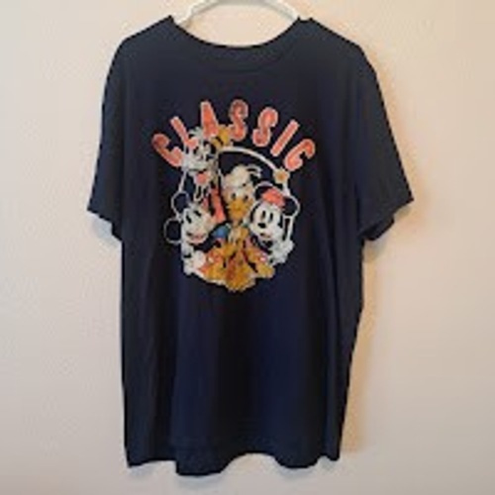 Disney Mickey and Friends Classic Graphic Tee Navy Blue XXL Mickey Minnie Goofy